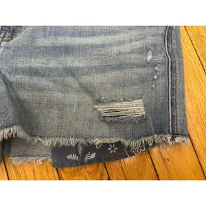 Aerie Daydream Denim Shorts Women M Blue Wash Distressed Cutoff Elastic Waist thumbnail 5