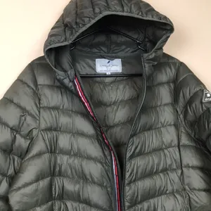 Harvey & Jones Women's Olive Green Nylon Long Line Hooded Puffer Coat thumbnail 10
