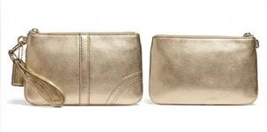 Coach‎ Classic Gold Metallic Leather Wristlet Small Wallet thumbnail 1
