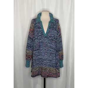 FREE PEOPLE‎ Seasons Of Sun Mini Collared Pullover Knit Sweater Dress Small thumbnail 2