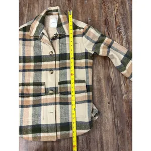 American Eagle Plaid Shacket Faux Fur Sherpa Lined Button Down Medium Jacket thumbnail 8