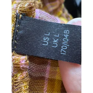 Anthropologie Yellow Pink Plaid Mini Dress Womens L Babydoll Boho Tie Back thumbnail 9