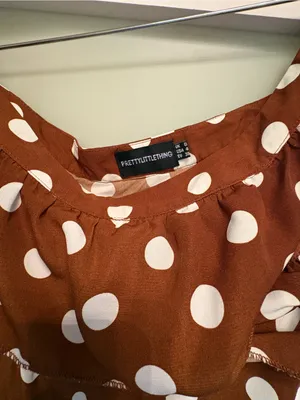Pretty Little Thing Women's One-Shoulder Brown Polka Dot Midi Dress Size 4 thumbnail 5