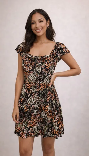 Xhilaration Women’s Black Floral Dress. Size Small. thumbnail 1