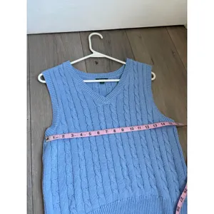 Wild Fable Preppy Blue Sweater Cable Knit Sleeveless Vest Juniors M thumbnail 6