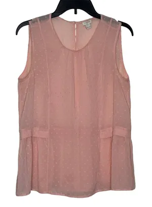J.Crew Women's Tank Top Semi Sheer Polka Dot Peplum Lightweight Pink Size‎ 6 thumbnail 1
