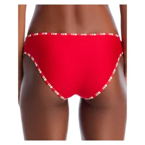 Aqua Hem Pull On Elastic Waistband Swim Bikini Bottoms Red See Measurements thumbnail 6