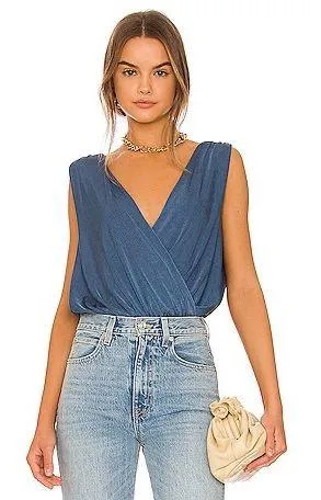 Free People Night Owl Bodysuit Blue Metallic thumbnail 1