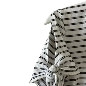 J Crew Black White Stripes Cold Shoulder Round Neck Short Sleeves Tshirt S #1707 thumbnail 5