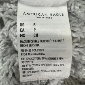 3276 | American Eagle Cable Knit Cropped V-Neck Sweater Gray Womens Small thumbnail 6