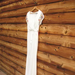 Mac Duggal 55709 Embellished Sleeve Jersey Wrap Gown White Size 4 thumbnail 7