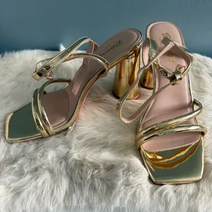 Ribongz Strappy Gold Formal Prom Wedding Shoes thumbnail 2