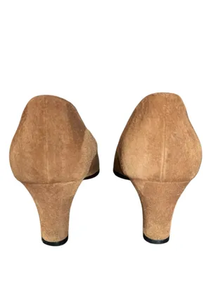 Prada Women’s Vintage Y2K Brown Suede Block Closed Toe Heels Size 37 1/2 thumbnail 6