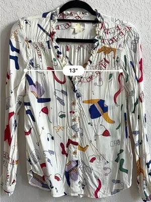 Maeve by Anthropologie Novelty Print Ruffle Blouse Size 4 thumbnail 5
