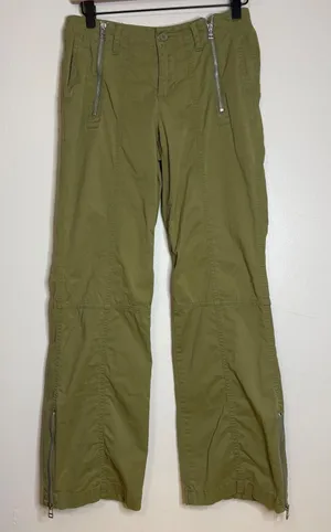 GAP Women Olive Green‎ Cargo Pants Zip Details Stretch XS thumbnail 1