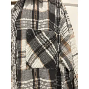 Aerie Long Sleeve Button Up Shirt Womens Size Large Brown Plaid Gauze Cotton thumbnail 3