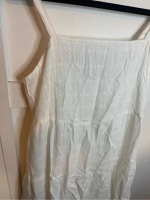 NWT Old Navy Textured White Cotton Tiered Swing Dress thumbnail 8