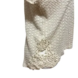 American Eagle Short Sleeve Sweater Cream Crochet Lace Boho Coastal Casual Small thumbnail 3