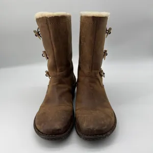 UGG Kona Leather Shearling Boots 9 Brown Tan Suede Toggle 5156 Winter Aspen Cozy thumbnail 2
