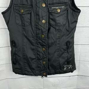 Horseware Ireland Womens size XS Waxed Canvas Leather Trim Quilted Barn Vest thumbnail 4