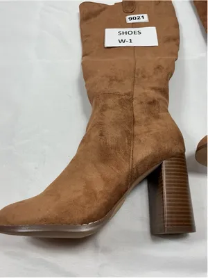 Womans Excellent Knee High Fashion Boots Brown 9 Round Toe 1/4 Zip thumbnail 3