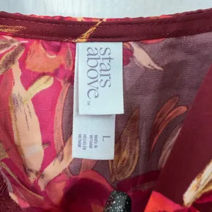NEW Stars Above maroon floral adjustable satin v-neck lightweight pajama tank‎ L thumbnail 4