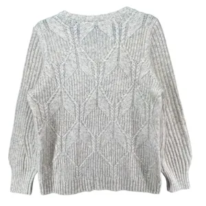 Talbots Sweater Womens XL‎ 0X Cream Diamond 3D Knit Pullover Cottage Fisherman thumbnail 4