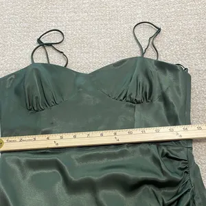 Zara Dark Green Satin Midi Dress Size S 100% Viscosa thumbnail 11