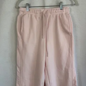 Pink Wide Leg Sweatpants Drawstring Joggers Fleece Medium Loungewear‎ Baggy thumbnail 3