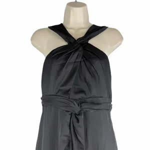 ASTR Georgiana Halter Neck Maxi Dress Black Satin Size S thumbnail 6