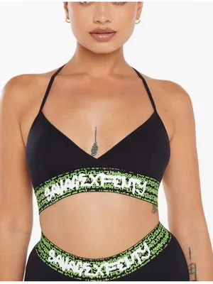 Savage X Fenty Black Bralette with Neon Green Logo Band thumbnail 1