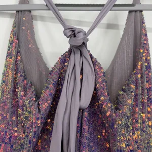 Intimately‎ Free People Purple Iridescent Sequin Mini Dress OB1078545 Womens M thumbnail 4