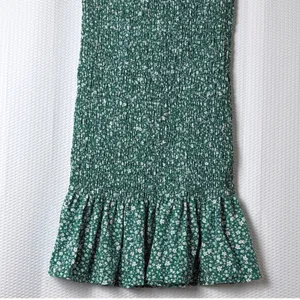SHEIN Curve 2XL Green Floral‎ Smocked Mock Neck Sleeveless Midi Dress Ruffle Hem thumbnail 4