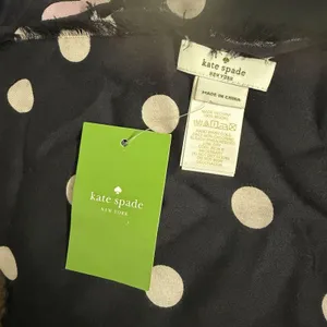Kate Spade New York Black Cream Polka Dot Rectangle Scarf Shawl Lightweight NWT thumbnail 4