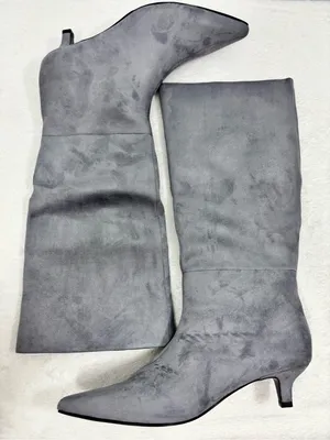 Nine West Gray Willa Kitten Heel Boots Suede Pointed-Toe Knee Boots Size 8 NEW thumbnail 5