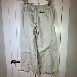 Sincerely Jules‎ Women Linen Blend Wide Leg Cargo Pants Beige Sz L Beachy Resort thumbnail 4