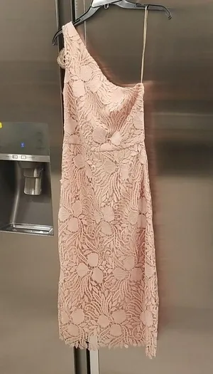 💕REISS💕 Mena One-Shoulder Crochet Lace Dress ~ Nude US 6 NWT thumbnail 6