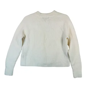 Banana Republic‎ Minimalist Wool Blend Ribbed Sweater Cream Medium Quiet Luxury thumbnail 2