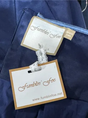 NWT Fumblin Foe Navy Blue Woven Lattice Bow Strapless Cocktail Mini Dress L⁠ thumbnail 5