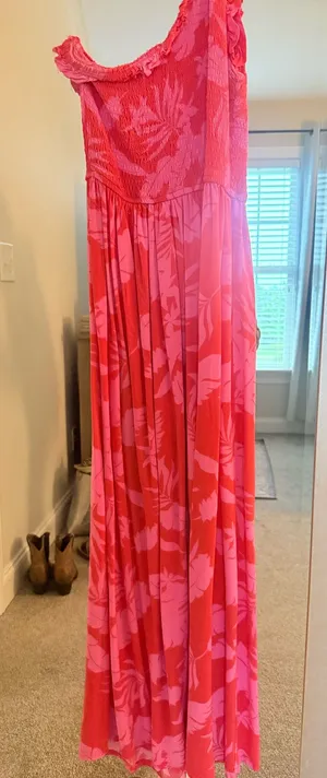 Pink and red floral maxi dress thumbnail 1