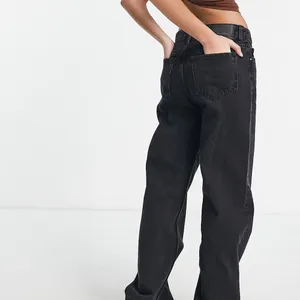 ASOS New Bershka Petite high‎ waist dad jeans in black thumbnail 2