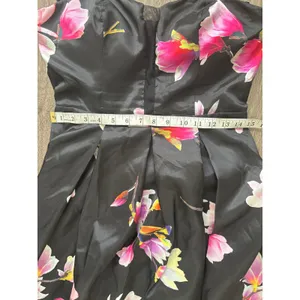 Sequin‎ Hearts Womens Strapless Floral Satin Ballgown Black Pink Size 9 thumbnail 8