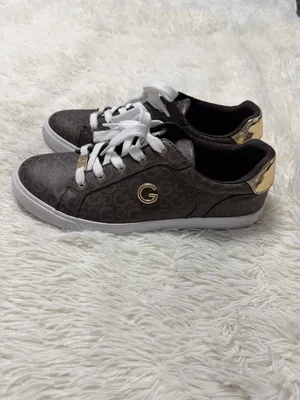 G by Guess Brown Logo Low-Top Sneakers with Gold Trim thumbnail 4