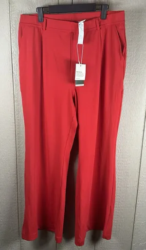 NEW Halara Flex DayStretch High Waisted Pocket Work Flare Pants Womens Sz XL Red thumbnail 1