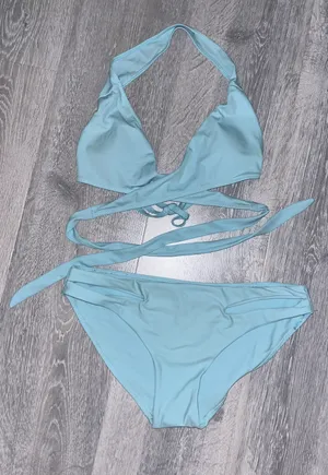 SheIn Light Blue Criss Cross Bikini thumbnail 4