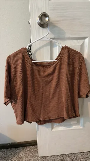 Aerie Waffle Knit Chill Crop Short Sleeve thumbnail 3