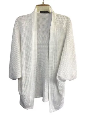 YIBOCK Off White Over Sized Open Cardigan Knit Sweater Sz S NWT thumbnail 1