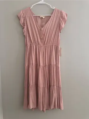 Sweet Wanderer Dress Maternity Flutter Sleeve Tiered Midi Dress thumbnail 4