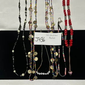 J436 Bulk Bundle of 6 Beaded Necklaces Gold thumbnail 3