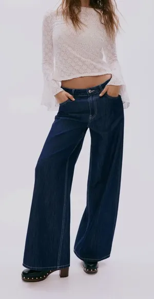 H&M Wide-Leg Jeans Denim Dark thumbnail 1
